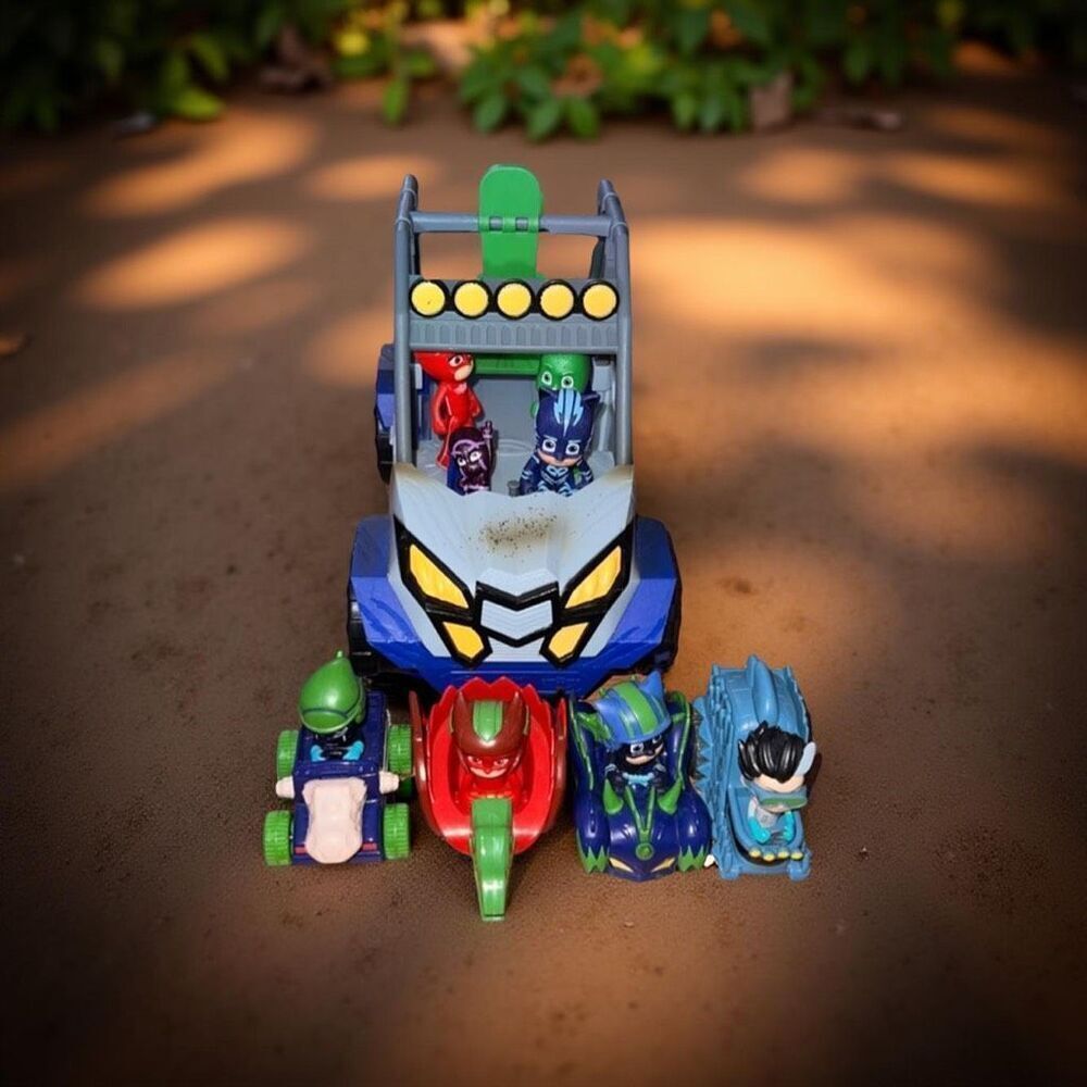 PJ Masks Off Roader Rescue Vehicle Catboy, Owlett, Gekko Figures Dinosaur Cars #